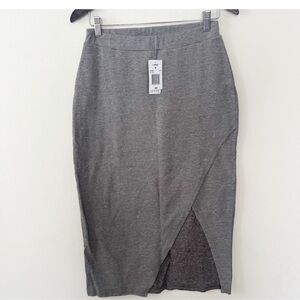 L*Space Heather Gray Kitty Sweatshirt Skirt Size Medium Pull on Wrap Front NEW